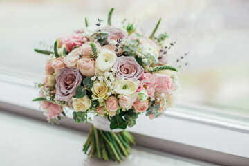 Beautiful wedding bouquet with flowers