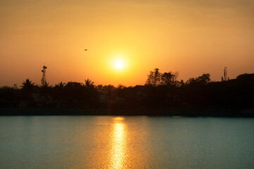 sunset over the river