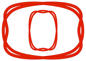 柔らかなストライプリボンの飾り罫（赤）