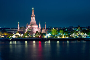 Arun Pagoda on the Chao Phraya Riverside, Landmark of Bangkok