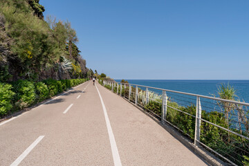 Riviera coastal bike path, Liguria, Italy