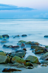 Long exposure of a beautiful coastal scene at sunset