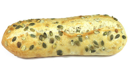 pain aux graines de tournesol sur un fond blanc