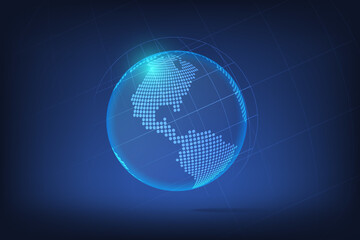 Global network connection with business concept and world map line, vector illustrator