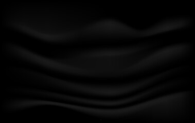 black cloth background abstract with soft waves.