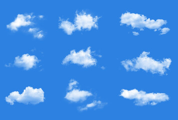 Clouds vector collection, set of realistic cumulus isolated.