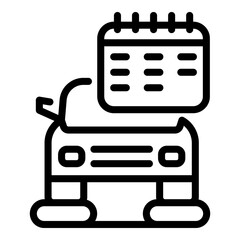 Calendar car service icon. Outline calendar car service vector icon for web design isolated on white background