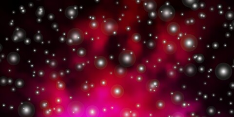 Dark Pink vector background with small and big stars. Colorful illustration in abstract style with gradient stars. Theme for cell phones.