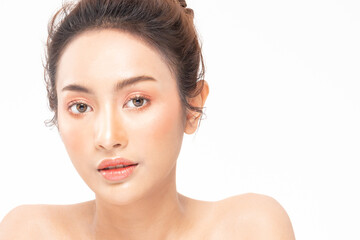 Beauty asian women portrait face with skin care healthy and skin.