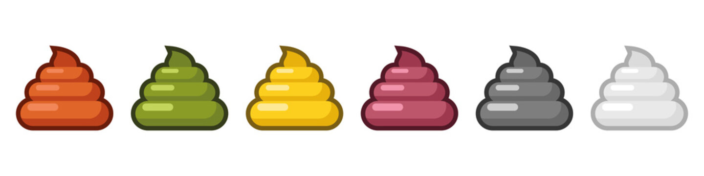 A set of poop in different colors. Cartoon excrement. Vector illustration

