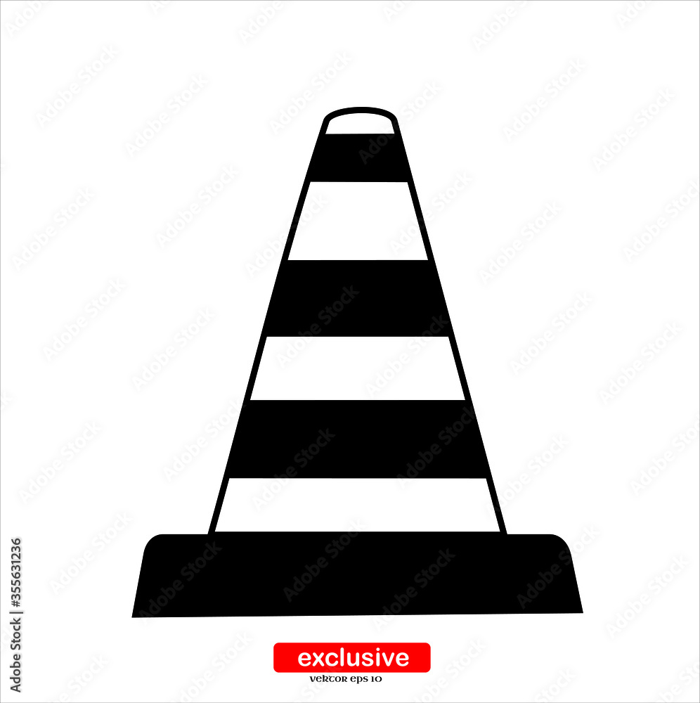 Poster traffic cone icon.flat design style vector illustration for graphic and web design.