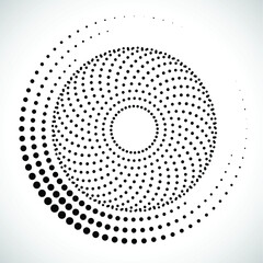 Halftone dots in circle form. round logo . vector dotted frame . design element
