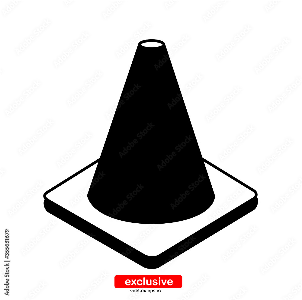 Poster traffic cone icon.flat design style vector illustration for graphic and web design.