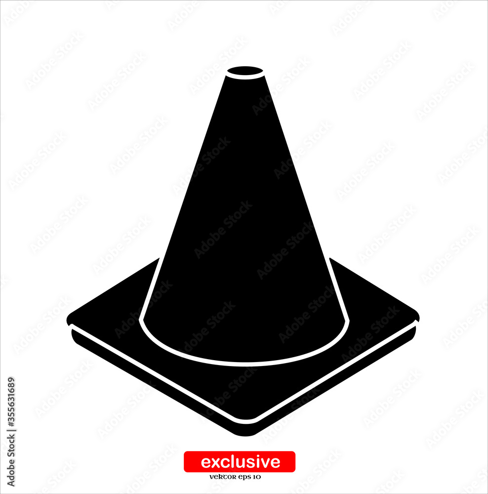 Poster traffic cone icon.flat design style vector illustration for graphic and web design.