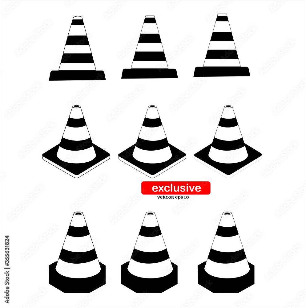 Poster traffic cone icon.flat design style vector illustration for graphic and web design.