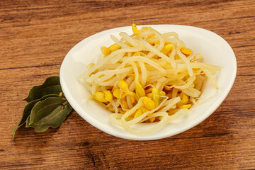 Soy sprout heap in the bowl