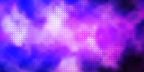 Light Purple vector backdrop with dots. Abstract decorative design in gradient style with bubbles. Pattern for websites.