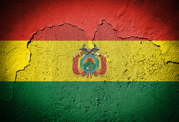 Bolivia flag on cracked wall