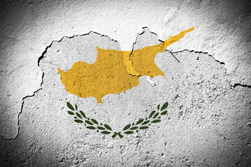 Cyprus flag on cracked wall