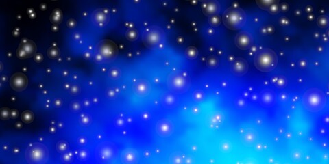 Naklejka na ściany i meble Dark BLUE vector background with small and big stars. Shining colorful illustration with small and big stars. Pattern for websites, landing pages.