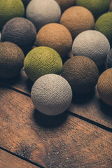 Glowing Christmas cotton light balls in autumn colurs