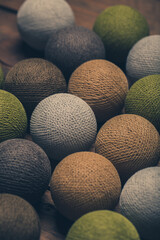 Glowing Christmas cotton light balls in autumn colurs