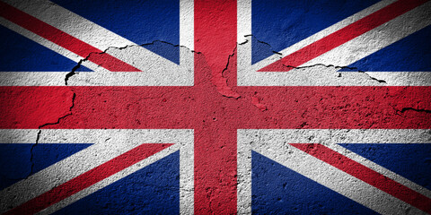 United Kingdom flag on cracked wall