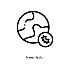 Transmission germs, pathogenic bacteria, or viruses flat vector icon for science research apps and websites, black outlined icon on white background