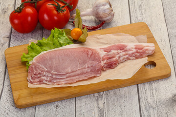 Raw pork bacon