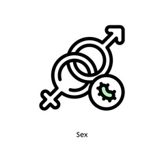 Sex germs, pathogenic bacteria, or viruses flat vector icon for science research apps and websites, black outlined icon on white background