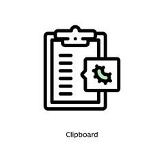 Clipboard for germs, pathogenic bacteria, or viruses flat vector icon for science research apps and websites, black outlined icon on white background