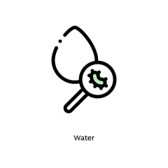 Water germs, pathogenic bacteria, or viruses flat vector icon for science research apps and websites, black outlined icon on white background