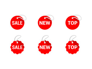 Vector rounded labels with tags Sale, New, Top - set of stickers, labels, tags - for trade, supermarket, special offer