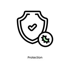 Protection from germs, pathogenic bacteria, or viruses flat vector icon for science research apps and websites, black outlined icon on white background