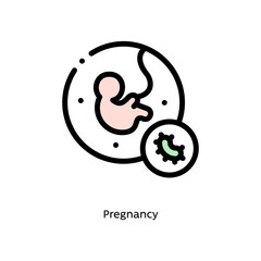 Pregnancy germs, pathogenic bacteria, or viruses flat vector icon for science research apps and websites, black outlined icon on white background