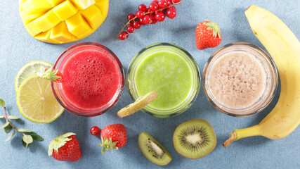 delicious fruit smoothie with fresh fruits