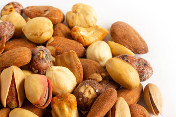 Mixed nuts. Edible, raw, organic and vegan.