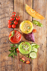 assorted of vegetarian cold soup- gazpacho