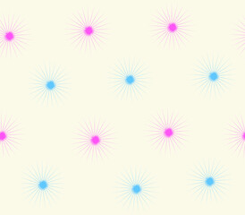 Seamless star flowers pattern repeated in pink and blue for fabric, textiles, fashion, pastel linen, paper. Star flowers abstract vector background