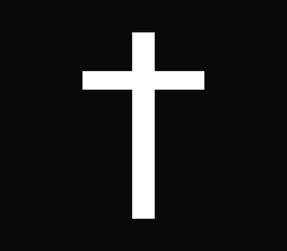 White cross Catholic template on black background