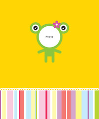 cute frog baby girl arrival greeting gift card vector