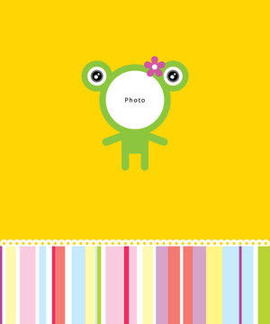 cute frog baby girl arrival greeting gift card vector