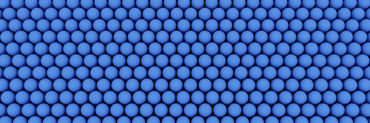 Horizontal regular texture of blue elongated capsules.