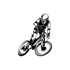 Mountain bike downhill logo vector illustration, Downhill players Silhouette design