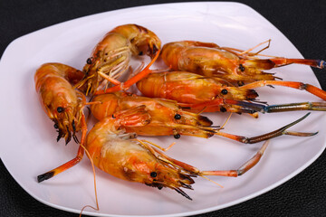 Grilled water prawn in the plate