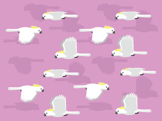 Sulphur Crested Cockatoo Flying Cartoon Character Vector Seamless Background Wallpaper-01 © bullet_chained
