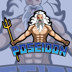 Poseidon Mascot Esport Logo Design