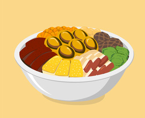 Traditional Chinese dish "Poon Choi" - number of different food served in a big/ large bowl, usually eat during chinese new year or celebration day
