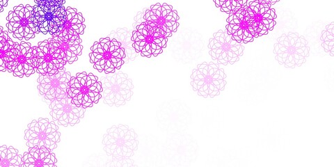 Light Pink vector doodle template with flowers.