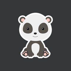 Obraz na płótnie Canvas Sticker of cute baby panda sitting. Adorable animal character for design of album, scrapbook, card, poster, invitation.